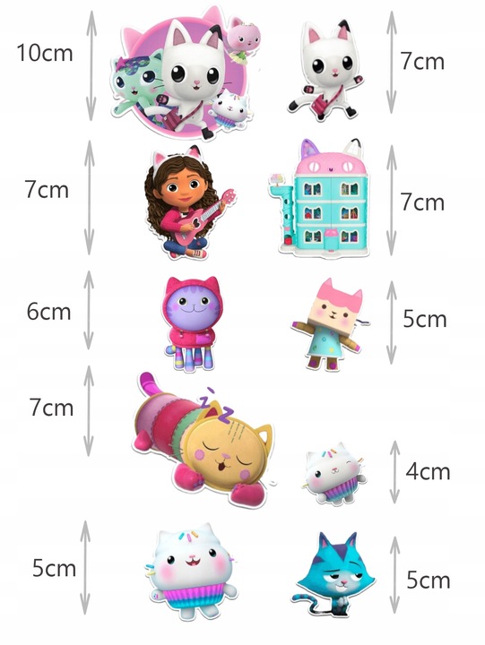 Jadalne Dekoracja KOCI DOMEK GABI Z OPŁATKA CUKROWEGO 10 ELEMENTÓW-WYCIĘTE