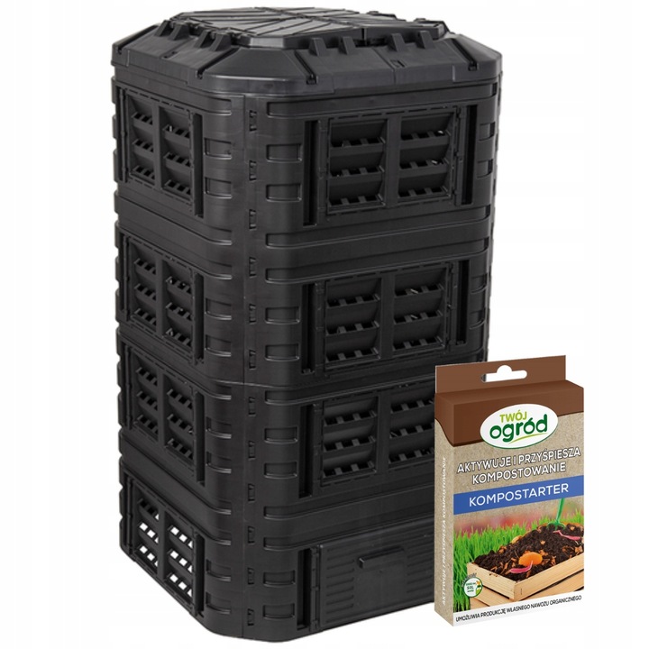 KOMPOSTOWNIK OGRODOWY 1260 L DUŻY CZARNY MODUŁOWY GRATIS AKTYWATOR KOMPOSTU