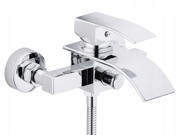 Bateria wannowa z prysznicem ścienna chrom wodospad kran do wanny kaskada