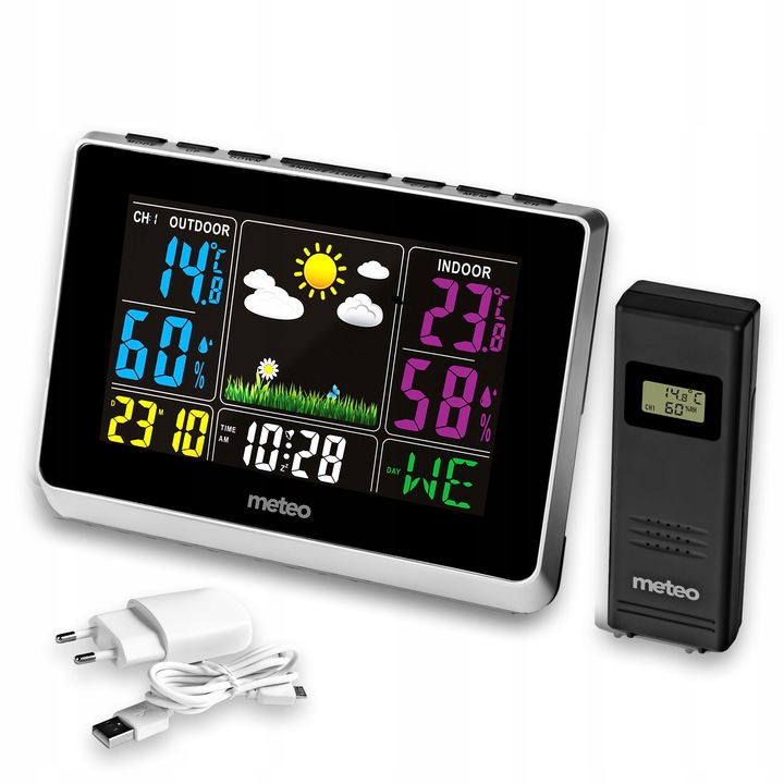 STACJA POGODOWA Z DCF METEO S62S POGODYNKA HIGROMETR CZUJNIK