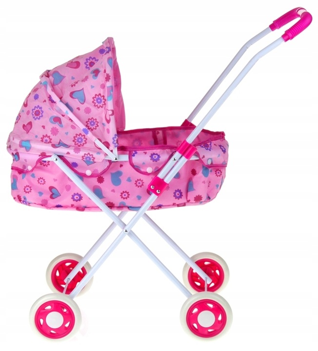 Wózek dla Lalek Metalowy 2w1 Głęboki Gondola Nosidełko Składany Daszek
