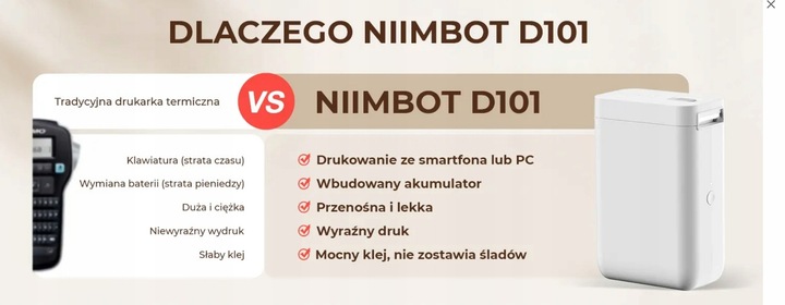 NiiMbot D101 Bezprzewodowa drukarka do etykiet bluetooth bezatramentowa