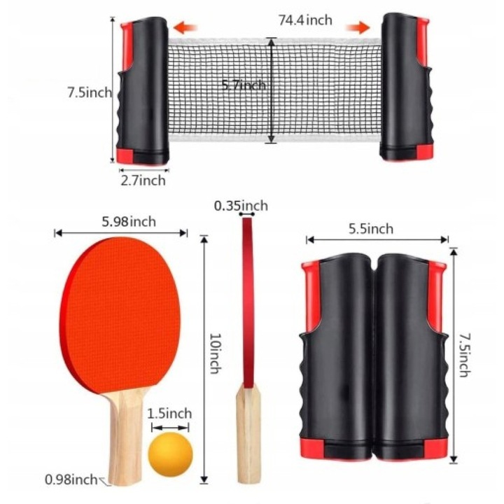 ZESTAW DO PING-PONG RAKIETKI SIATKA I PIŁECZKI