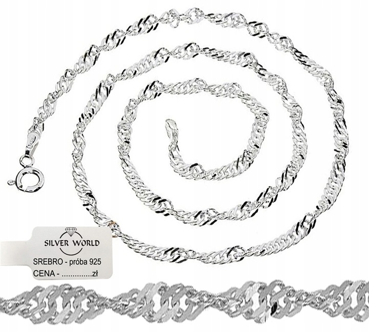 ŁAŃCUSZEK SREBRNY DAMSKI 925 NASZYJNIK SREBRNY SINGAPUR SREBRO 925