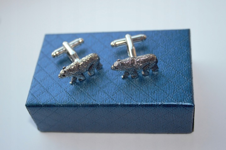 Spinki do mankietów EXC Niedźwiedź Miś Niedźwiadek Misiek srebrny w