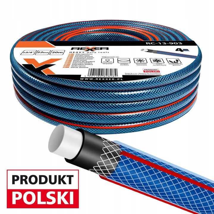 WĄŻ OGRODOWY 4-warstwowy 3/4 20m 24 BAR