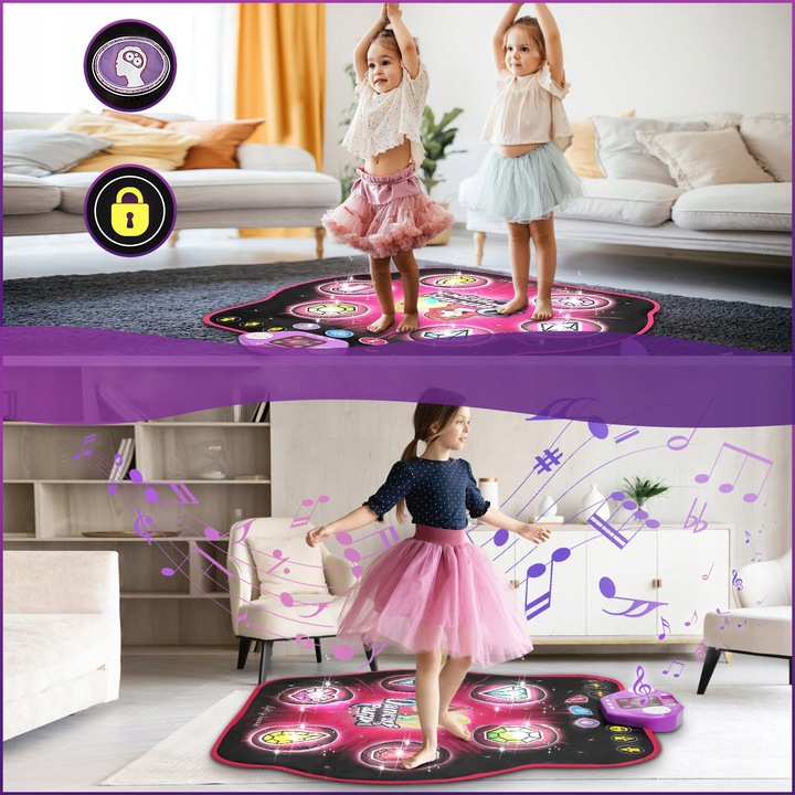 MATA DO TAŃCZENIA MUZYCZNA DLA DZIECI INTERAKTYWNA LED BLUETOOTH 27× POZIOM
