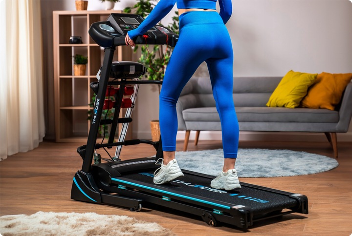 Bieżnia elektryczna domowa treningowa 140kg masażer amortyzacja aplikacja