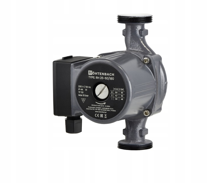 POMPA OBIEGOWA CYRKULACYJNA 3 BIEGOWA 25-60/180 CO CWU WYDAJNA 25-6 ZESTAW