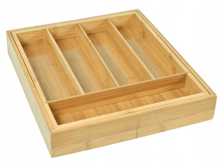 WKŁAD DO SZUFLADY NA SZTUĆCE BAMBUSOWY DREWNIANY ORGANIZER ROZSUWANY