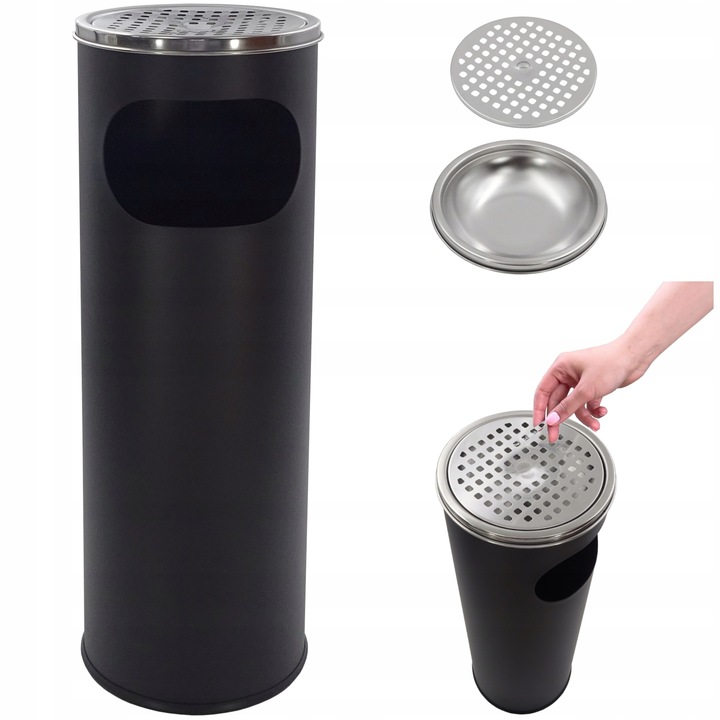 POPIELNICZKA ZEWNĘTRZNA STOJĄCA KOSZ NA ŚMIECI 12 L ŚMIETNIK POPIELNICA 2w1