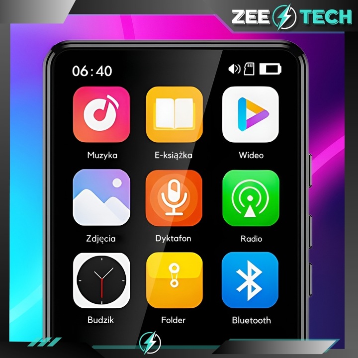 ODTWARZACZ MP3 MP4 32GB BLUETOOTH GŁOŚNIK PL MENU RADIO DYKTAFON