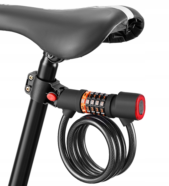 ZAMEK ZAPIĘCIE BLOKADA DO ROWERU + ŚWIATŁO TYLNE Lampka LED Uchwyt
