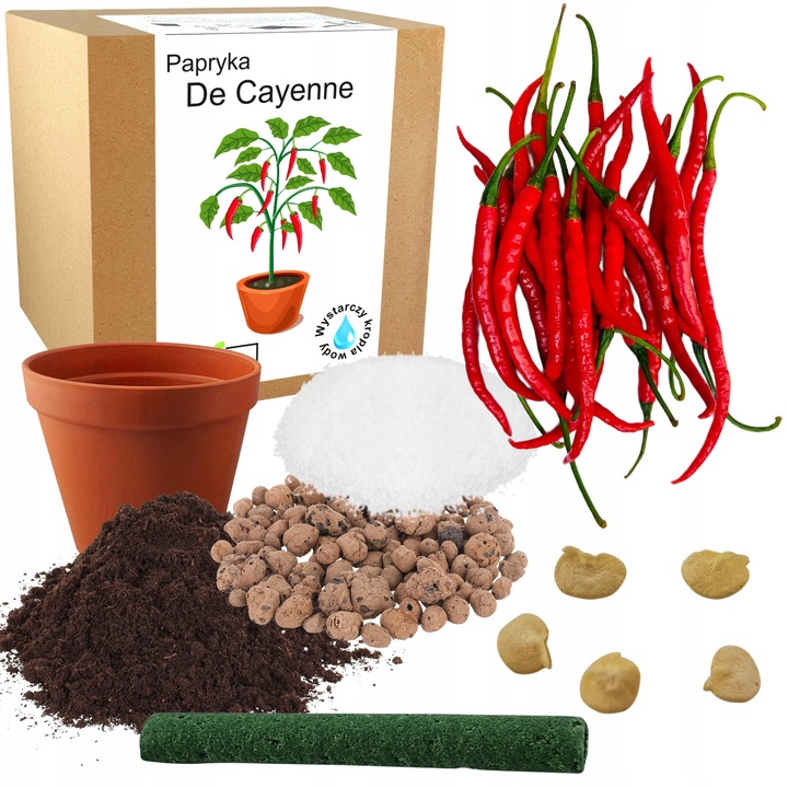 ZESTAW DO UPRAWY PAPRYKA CHILI DE CAYENNE PAPRYKA OSTRA NASIONA 5 SZT