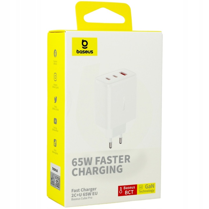 Ładowarka sieciowa Baseus USB-C USB 65W do telefonu, komputera / szybka