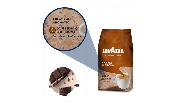 Kawa Ziarnista Lavazza Mieszana Crema e Aroma 1kg Ziarno Do Ekspresu