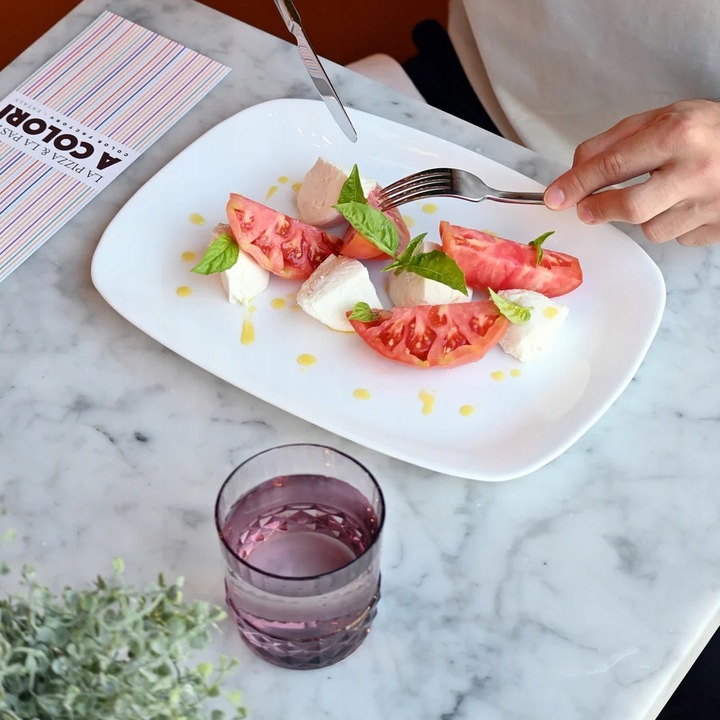 Serwis obiadowy na os 6 osób kwadratowy do zmywarki komplet talerzy biały