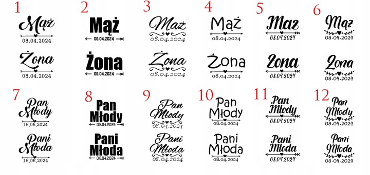 OSZUKANE KIELISZKI do wódki Z GRAWEREM na stopce 15 ml MĄŻ ŻONA ślub wesele