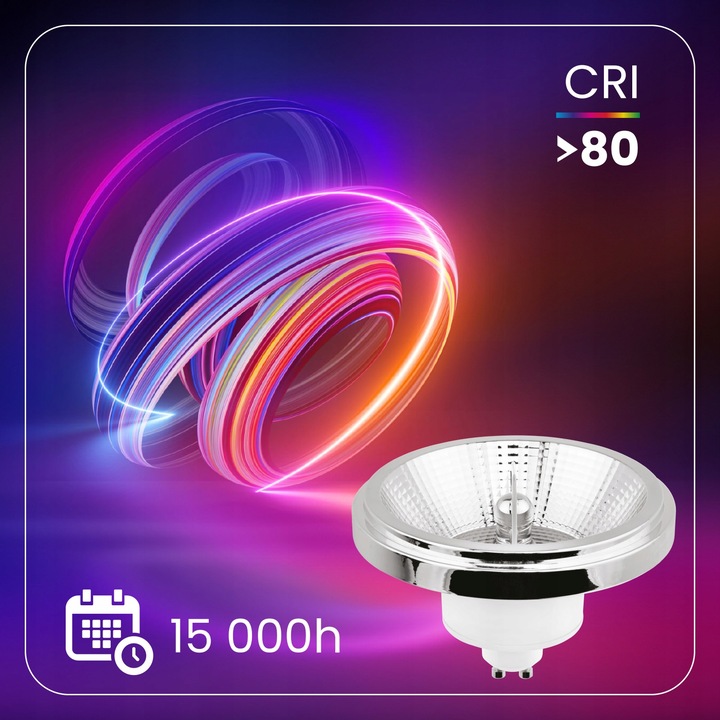 Żarówka LED AR111 ES111 GU10 10W = 75W 1055lm 4000K Neutralna 24°