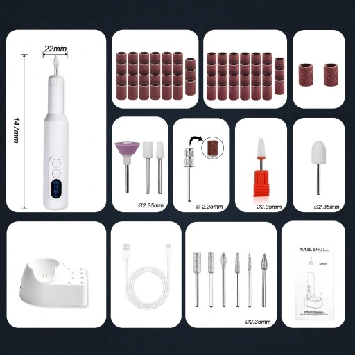 Mini Frezarka do Paznokci Manicure Zestaw 20000RPM