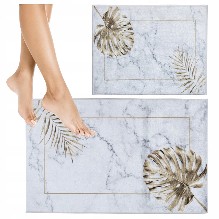 KOMPLET DYWANIKI ŁAZIENKOWE 2 szt ANTYPOŚLIZGOWE MODNY WZÓR ZESTAW