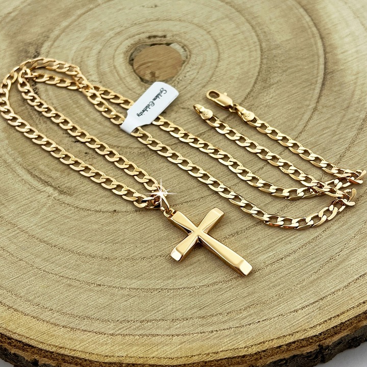 ZŁOTY ŁAŃCUSZEK MĘSKI PANCERKA+KRZYŻYK 18K 55CM PREZENT DLA NIEGO + GRATISY