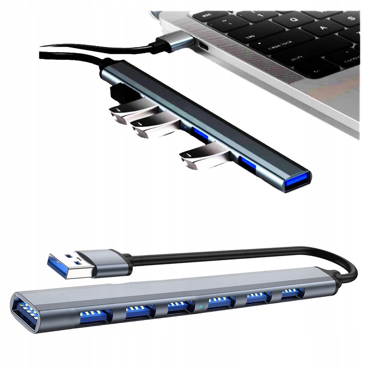 HUB USB 3.0 ROZDZIELACZ ROZGAŁĘŹNIK 7 PORTÓW 7X USB SLIM 7W1 AKTYWNY DRMZ