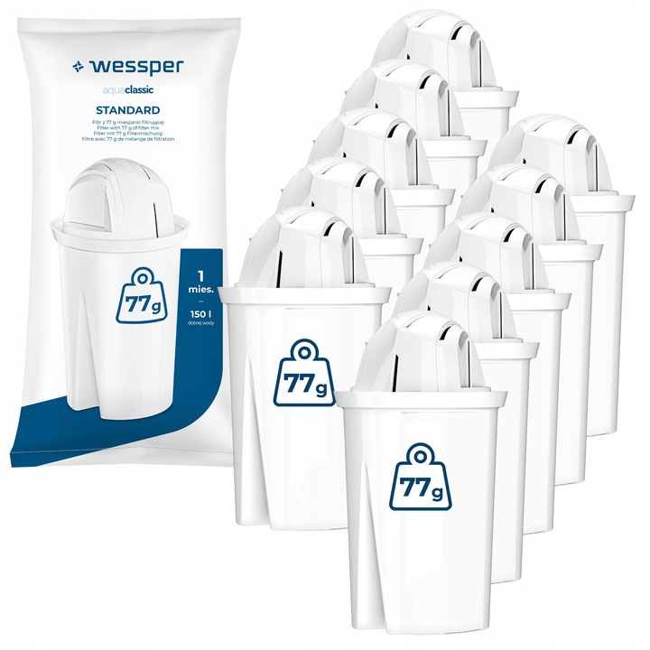 10x filtr Wessper AquaClassic do szklanego dzbanka Wessper Dafi