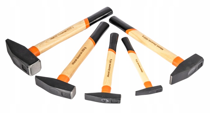 ZESTAW MŁOTKÓW MŁOTKI ŚLUSARSKIE DREWNIANY TRZONEK MŁOTEK 100g-2KG