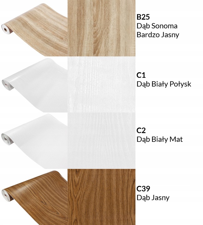 Okleina Drewnopodobna DĄB Folia Meblowa Klejowa 90x210cm Wzory Do