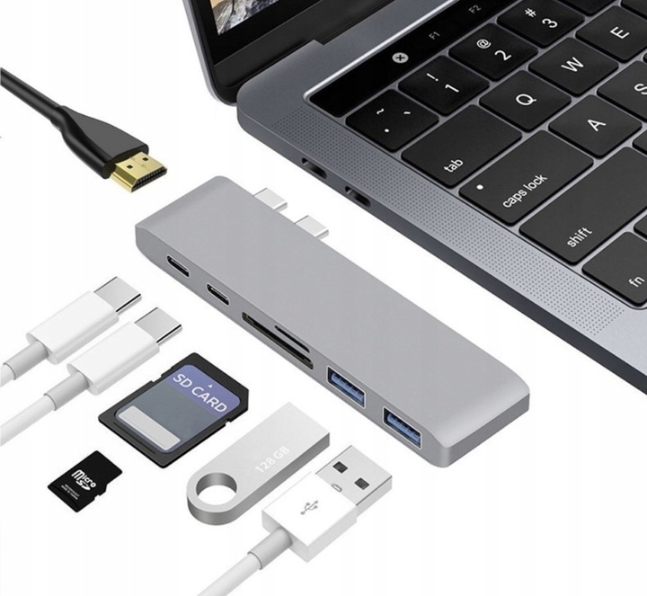 ADAPTER HUB PRZEJŚCIÓWKA USB-C USB THUNDERBOLT HDMI 4K DO MACBOOK PRO AIR