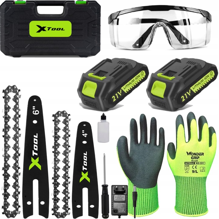 PIŁA AKUMULATOROWA ŁAŃCUCHOWA DO GAŁĘZI PILARKA RĘCZNA 6" 2x AKU