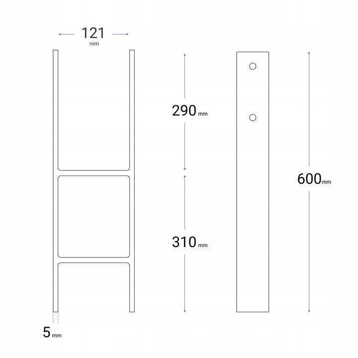 PODSTAWA SŁUPA KOTWA H 120 x 600 mm WSPORNIK DO WMUROWANIA, MOCNA