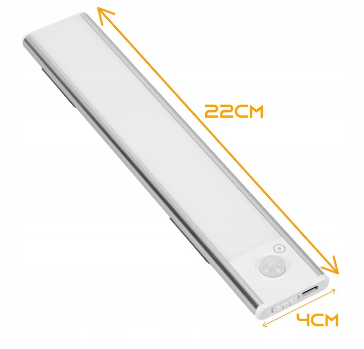Lampa Listwa Oświetleniowa LED Czujnik Ruch Magnes Baterie 22cm Podszafkowa