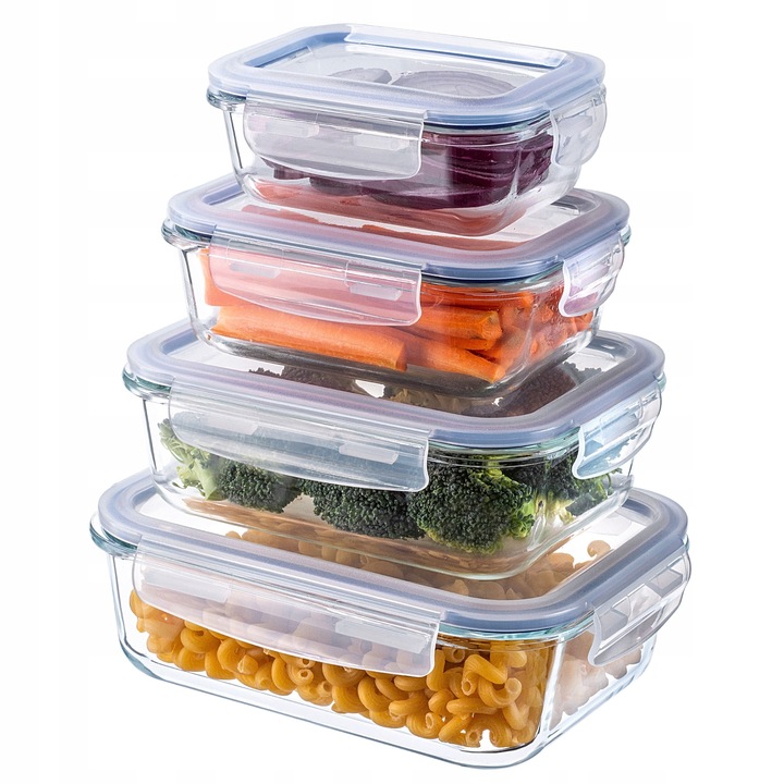 POJEMNIK NA ŻYWNOŚĆ SZKLANY ZESTAW POJEMNIKI SZKLANE POKRYWKĄ LUNCHBOX