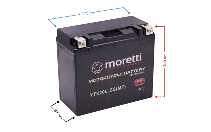 Akumulator 12V 18Ah MTX20L-BS GEL MORETTI
