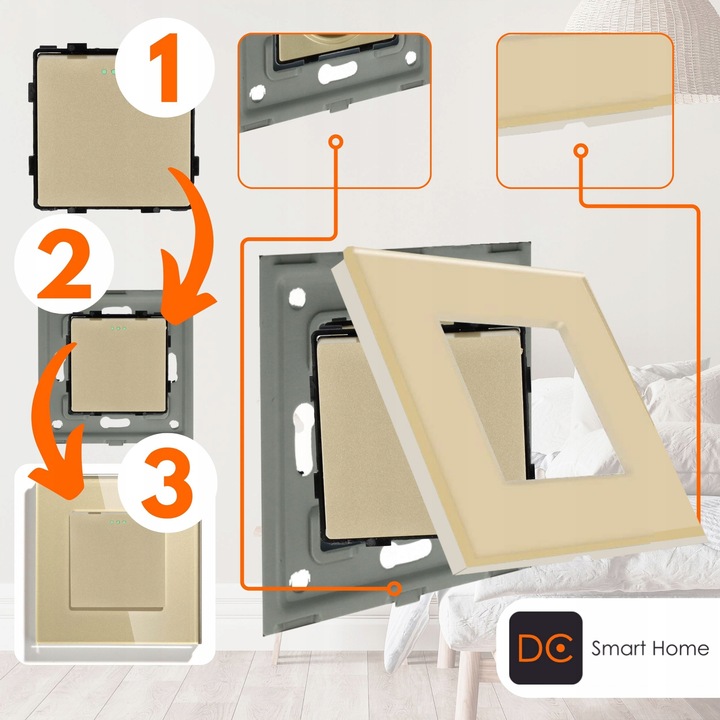 WŁĄCZNIK WYŁĄCZNIK ŚWIATŁA SZKLANY POJEDYNCZY SCHODOWY CZARNY