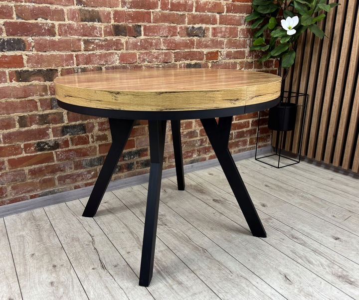 Stół okrągły 100 rozkładany do 200 cm LOFT metalowe nogi gruby blat