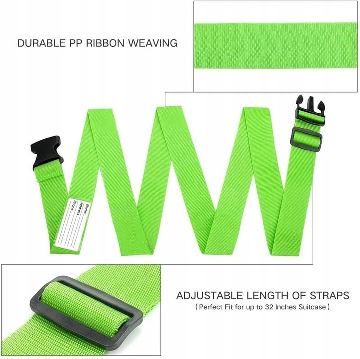 DO WALIZKI BAGAŻU PAS ZABEZPIECZAJĄCY BAGAŻ SPINAJĄCY 4x + PRZYWIESZKI 2x