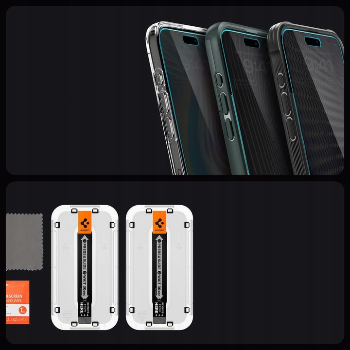 Szkło hartowane do iPhone 15 Pro Max, Spigen Glas.tR Privacy, prywatyzujące