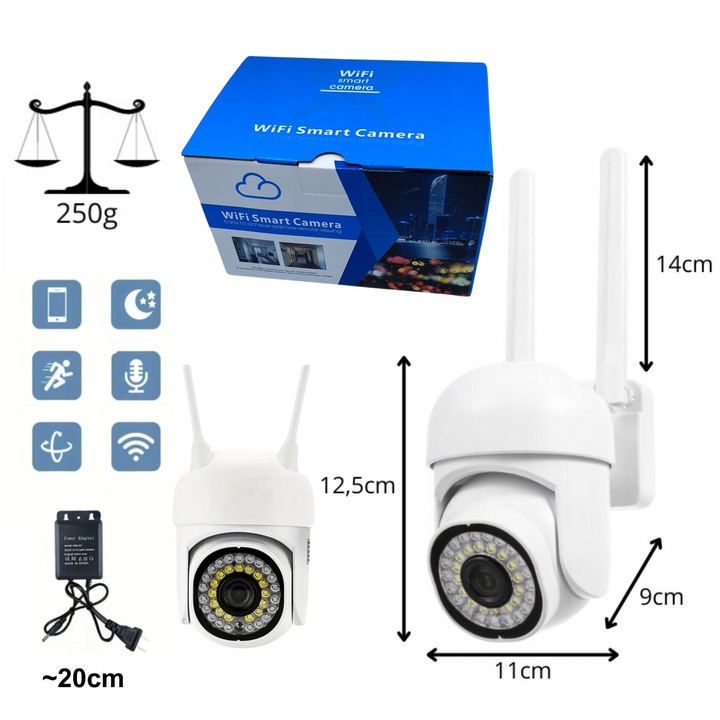 Zewnętrzna Kamera WIFI Obrotowa FULL HD Śledzenie Ruchu