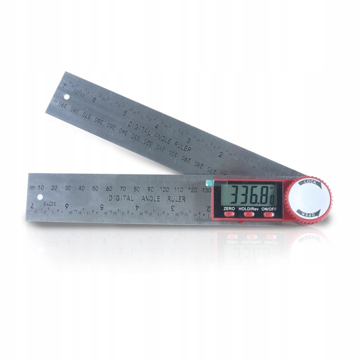 METALOWY KĄTOMIERZ ELEKTRONICZNY CYFROWY Z EKRANEM LCD 200mm 360° +