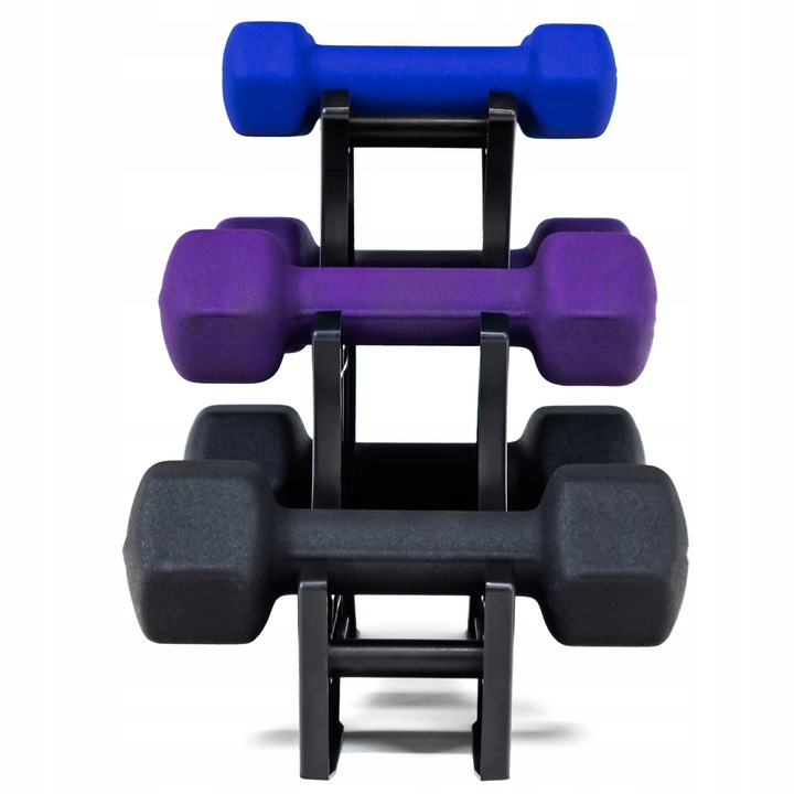Zestaw hantli do ćwiczeń hantle hantelki ciężarki fitness stojak 1/2/3KG 12