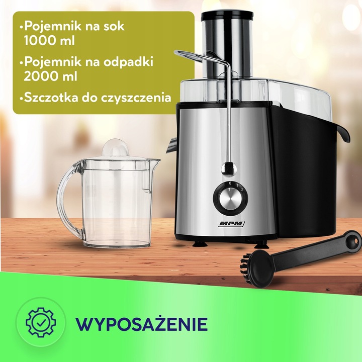 Sokowirówka wysokoobrotowa do owoców i warzyw srebrny/szary MPM