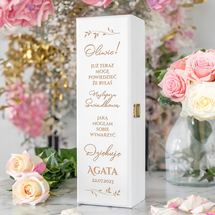 PODZIĘKOWANIE DLA ŚWIADKOWEJ SKRZYNKA NA WINO PREZENT DLA ŚWIADKOWEJ