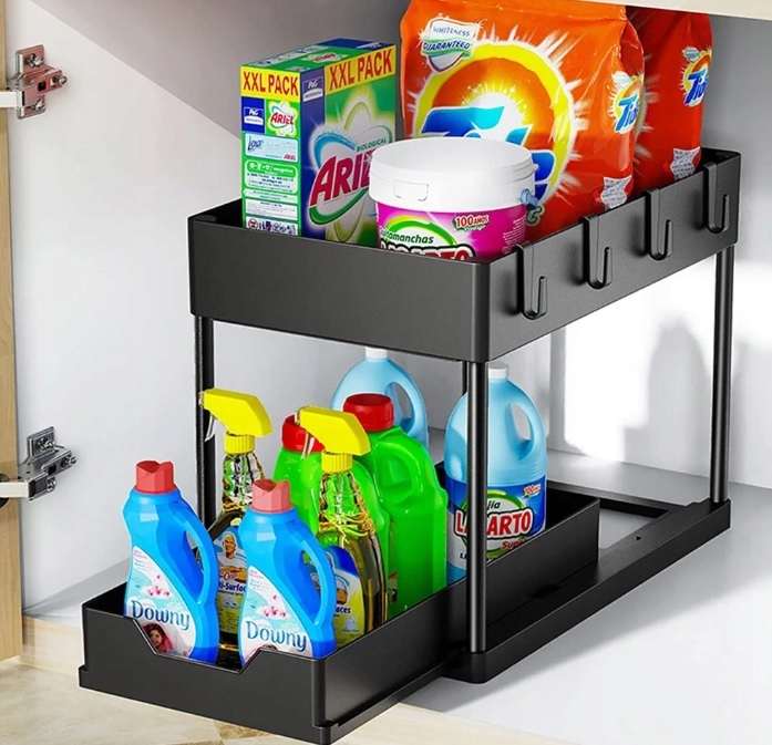 ORGANIZER POD ZLEW 2 POZIOMOWY WYSUWANA PÓŁKA REGAŁ STOJAK DO KUCHNI