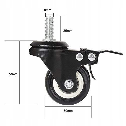 ZESTAW JEZDNY KÓŁKA OBROTOWE 50mm KOŁA MEBLOWE ŚRUBA M8 4szt Z