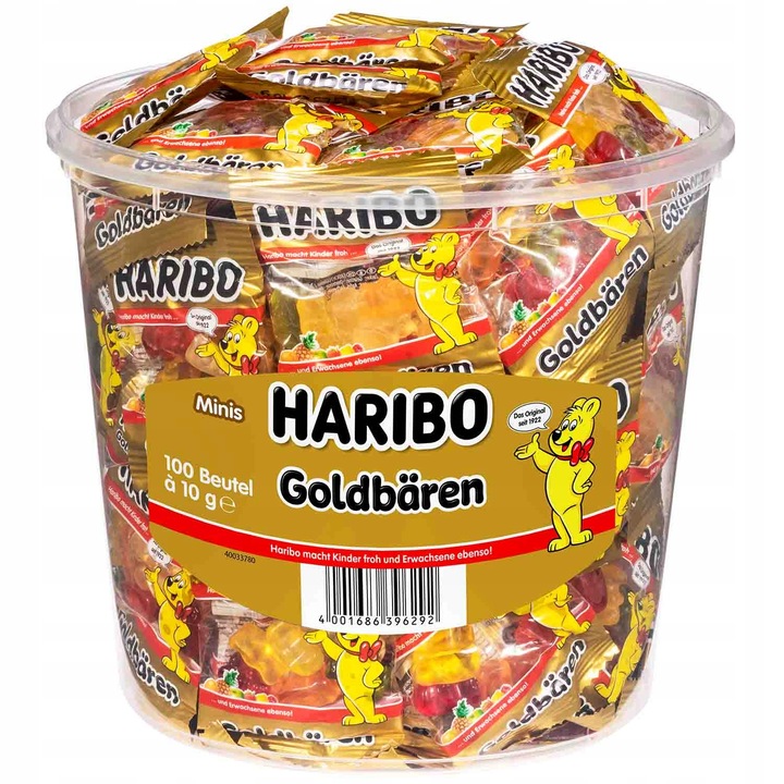 Żelki Haribo Goldbaren, 100 mini paczuszek z Niemiec 1000 g