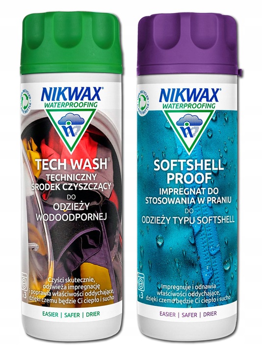 ZESTAW NIKWAX TECH WASH + IMPREGNAT SOFTSHELL PROOF DO PRANIA KURTEK