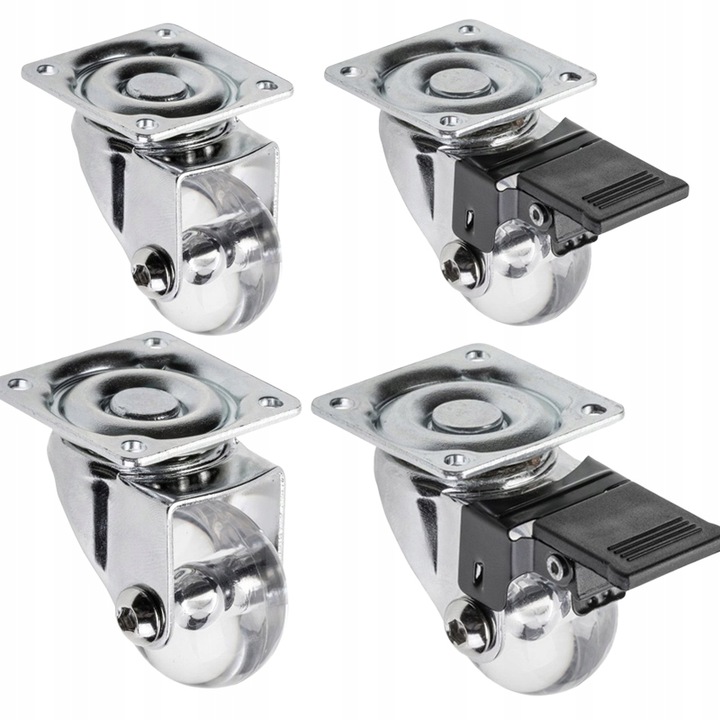 Kółka meblowe obrotowe Brazylia przezroczyste FI 35mm GTV - 4 Sztuki